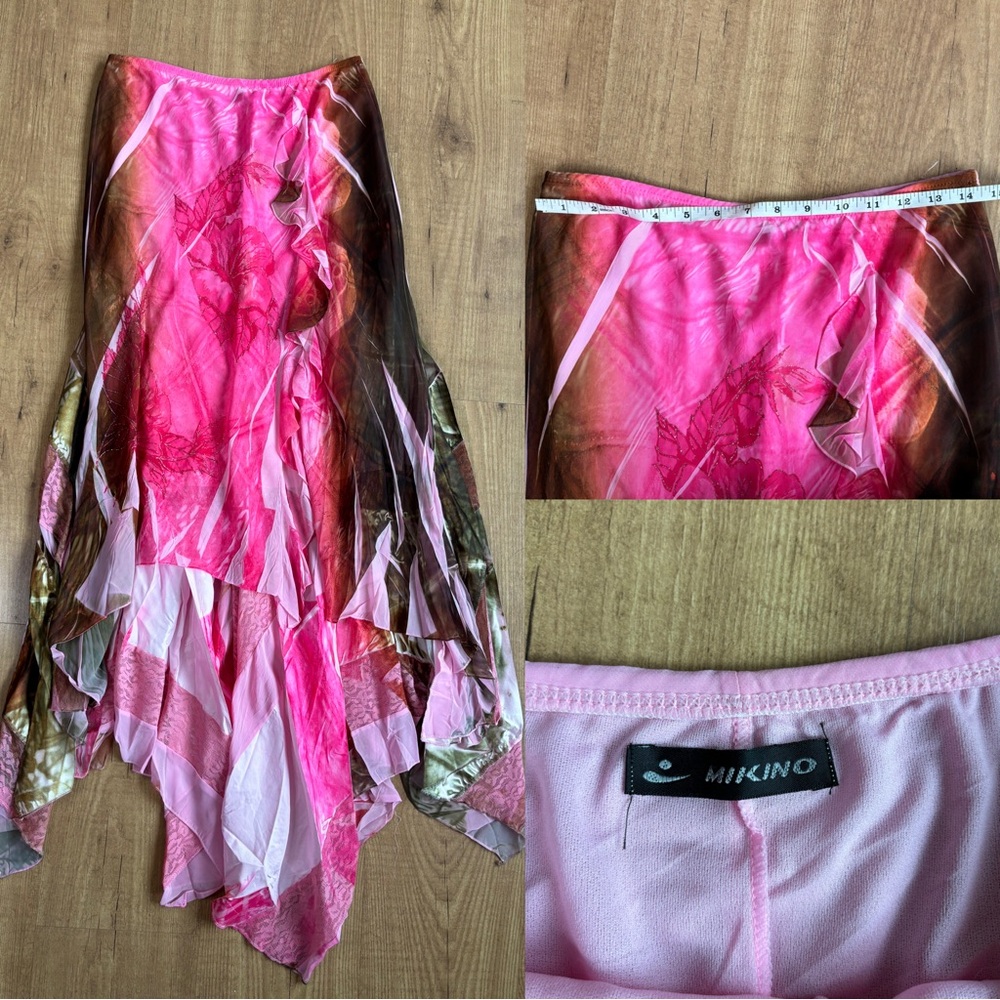 Y2K Vintage Fairy Asymmetrical Patchwork Lace Trim Maxi Skirt